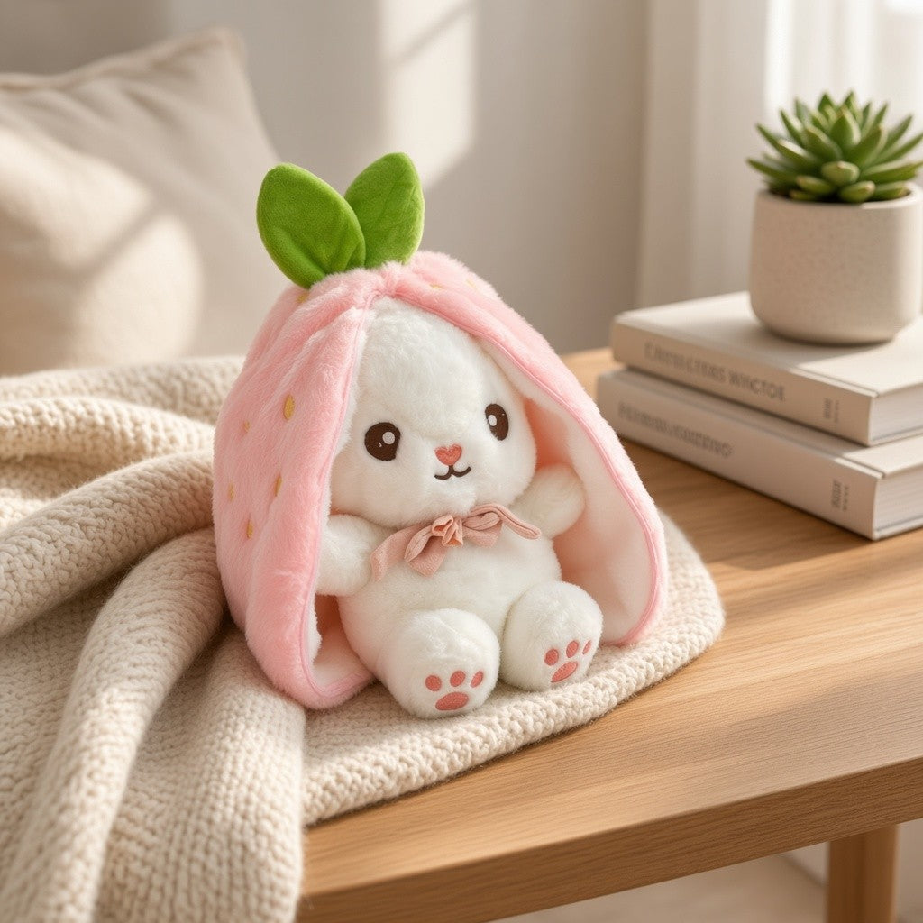 Reversible Strawberry Bunny Plush