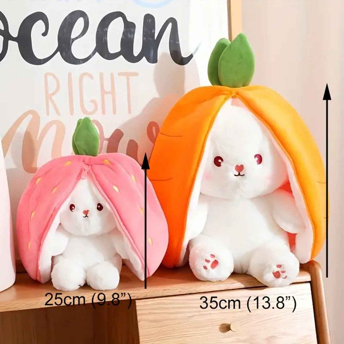 Reversible Strawberry Bunny Plush