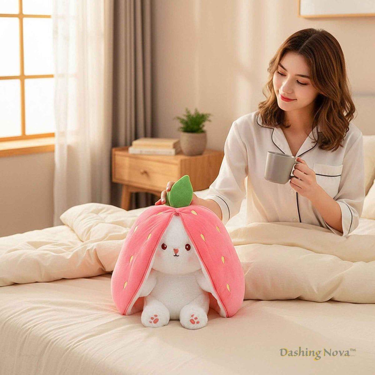 Reversible Strawberry Bunny Plush