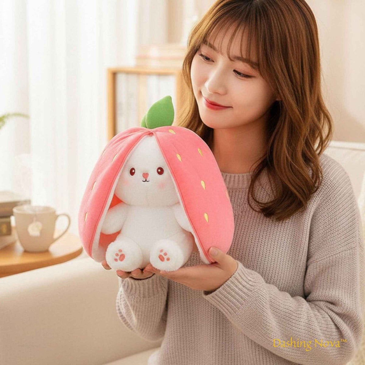 Reversible Strawberry Bunny Plush