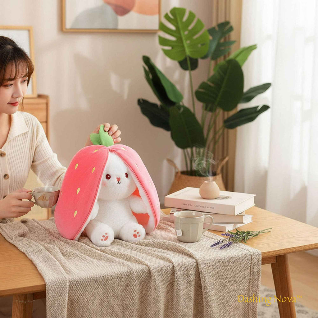 Reversible Strawberry Bunny Plush
