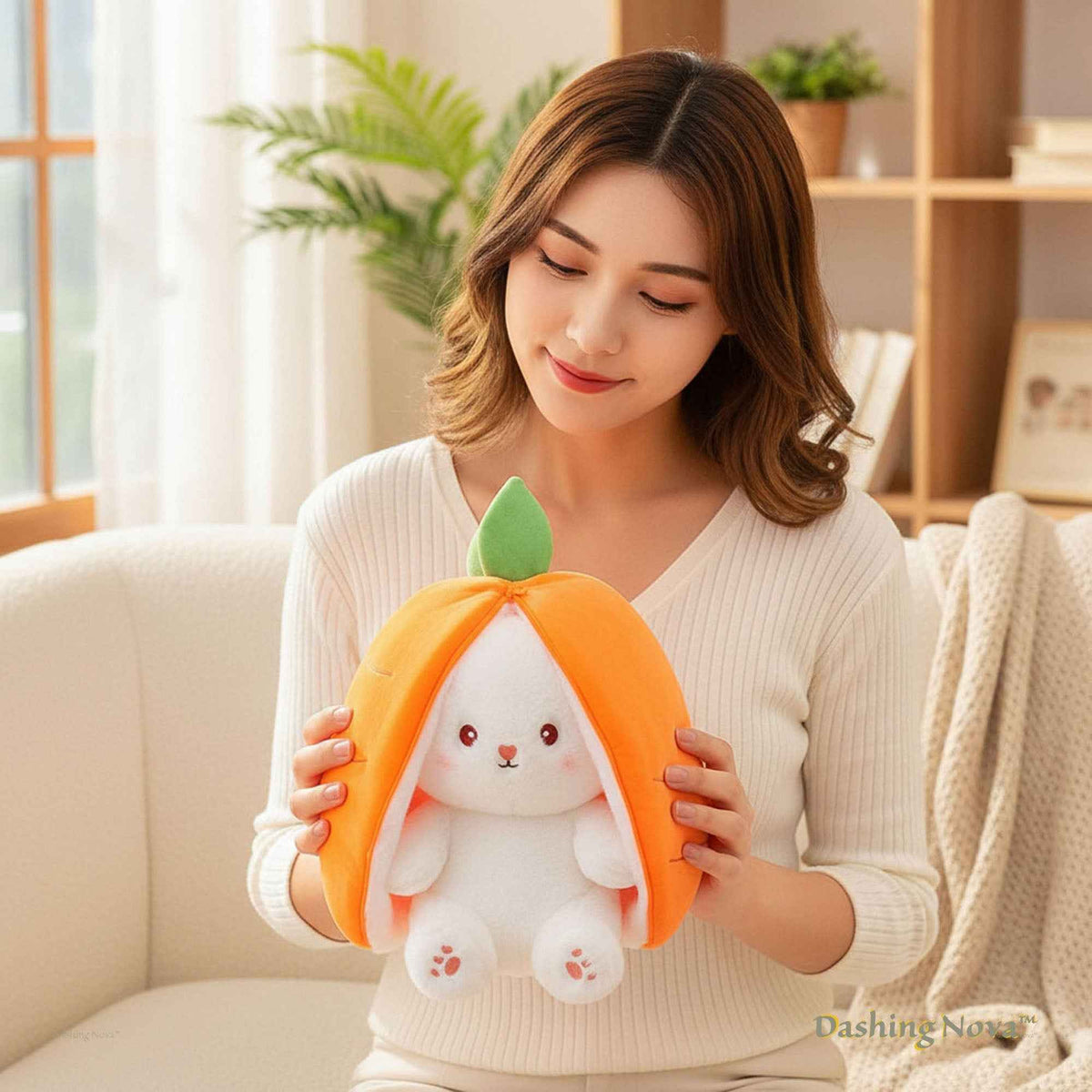 Reversible Strawberry Bunny Plush